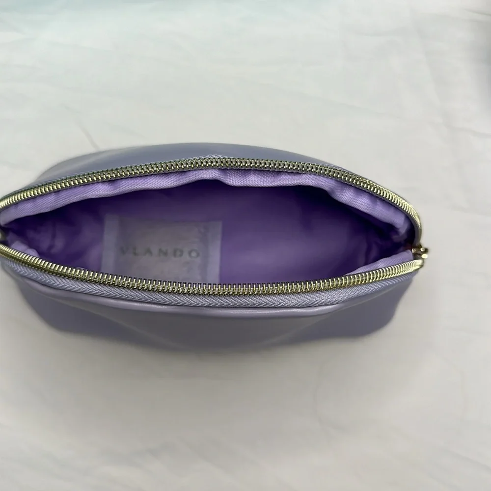 BRAND NEW IN BOX! Vlando Lavender set of two Cosmetic Bags with Gold Zipper.